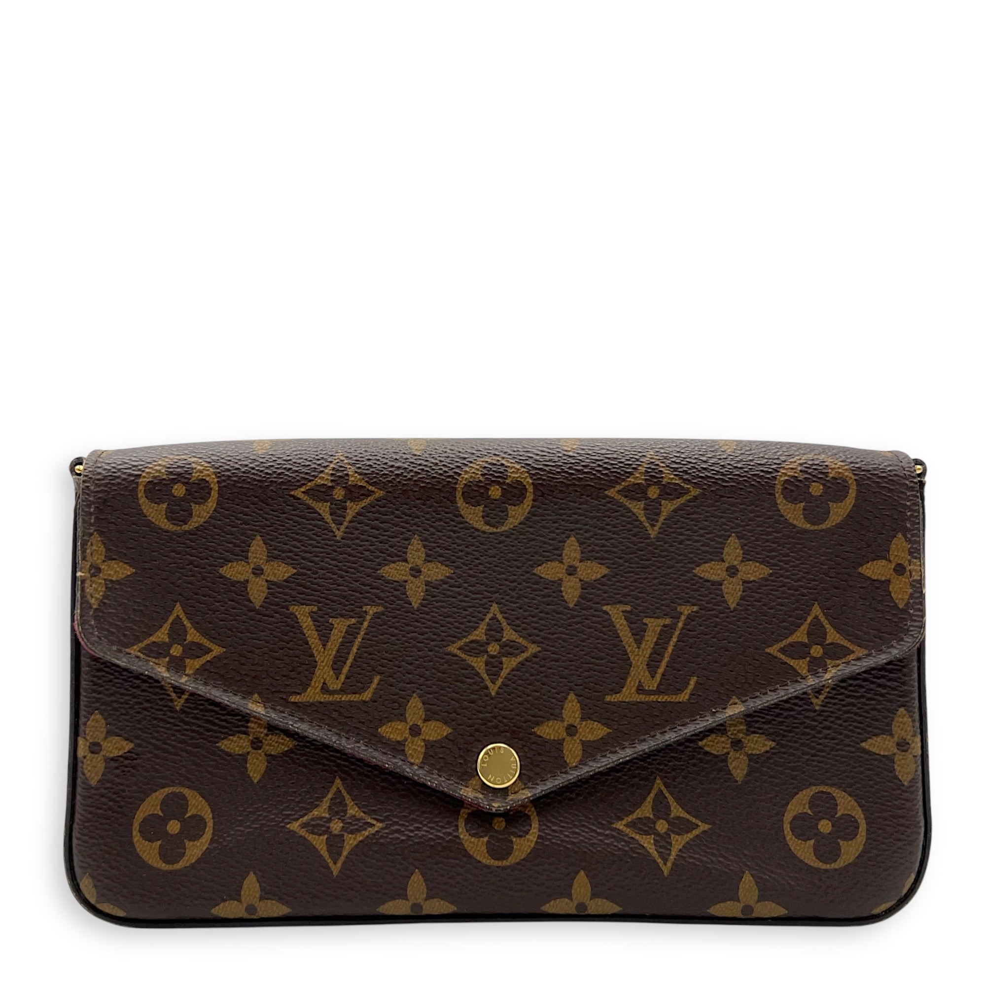 Louis Vuitton Felicie Wallet On Chain Brown in Monogram Coated Canvas, Gold hardware_1