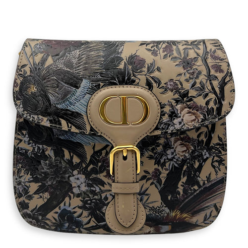 Christian Dior Jardin d’Hiver Bobby Frame Medium Beige Shoulder Bag in Calfskin, Gold hardware_1