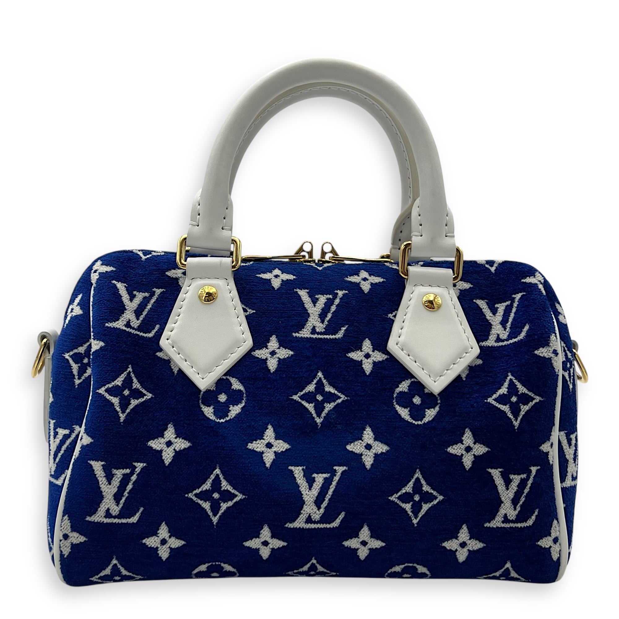 Louis Vuitton Speedy Bandouliere 20 Blue Top Handle Bag in Terry, Gold hardware_1