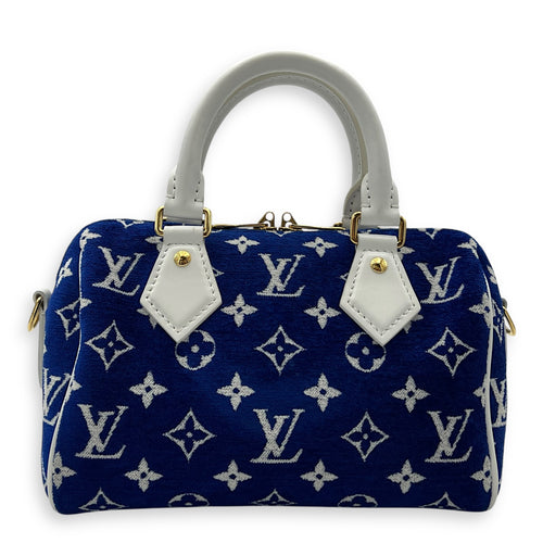 Louis Vuitton Speedy Bandouliere 20 Blue Top Handle Bag in Terry, Gold hardware_1