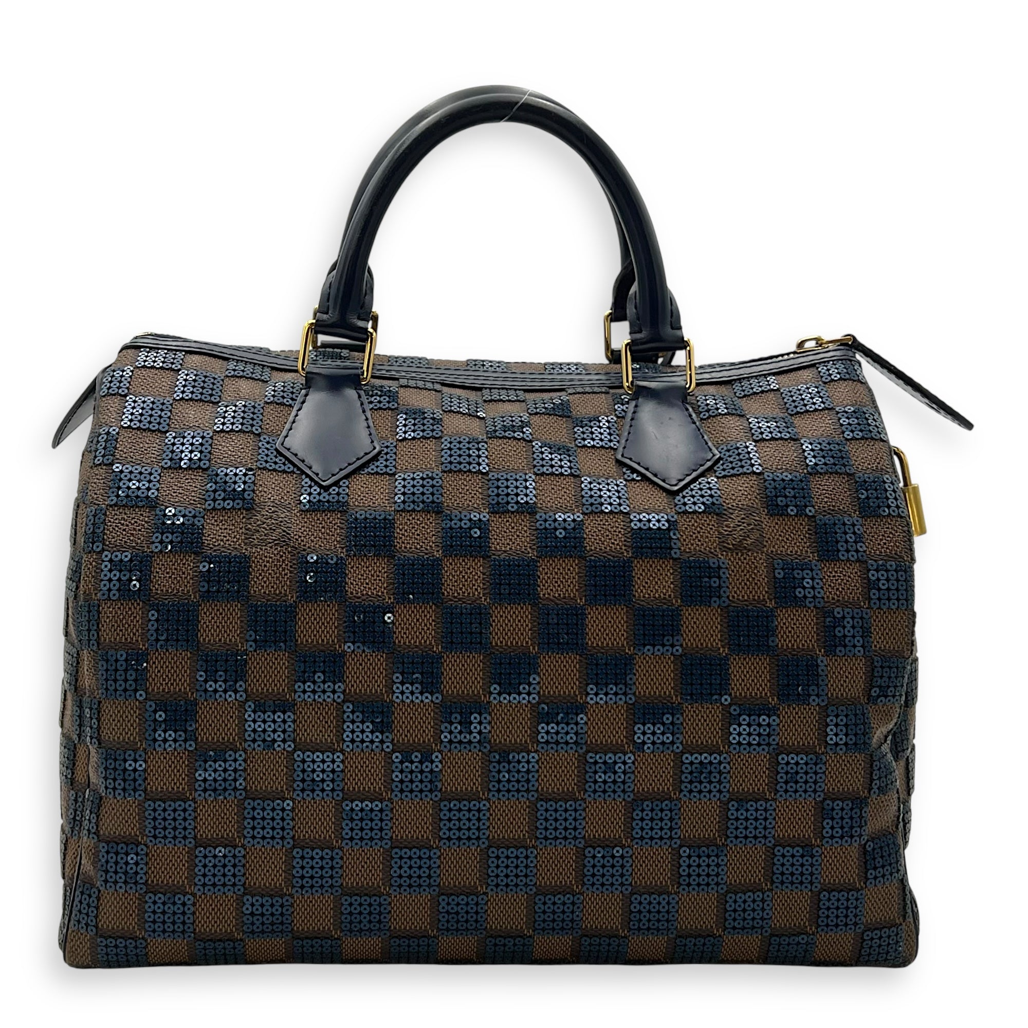 Louis Vuitton Speedy 30 Brown Top Handle Bag in Damier Paillettes, Gold hardware_1