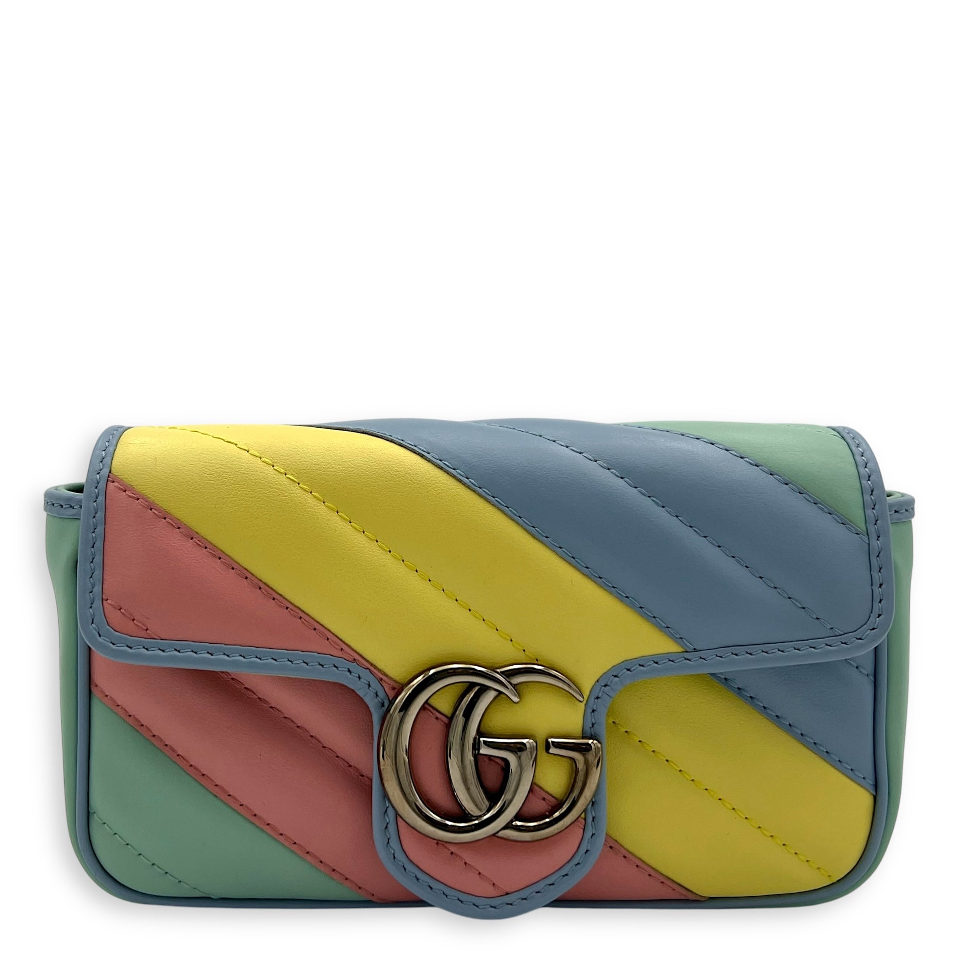 Gucci GG Marmont Crossbody Bag Multi-colour in Calfskin, Silver hardware_1