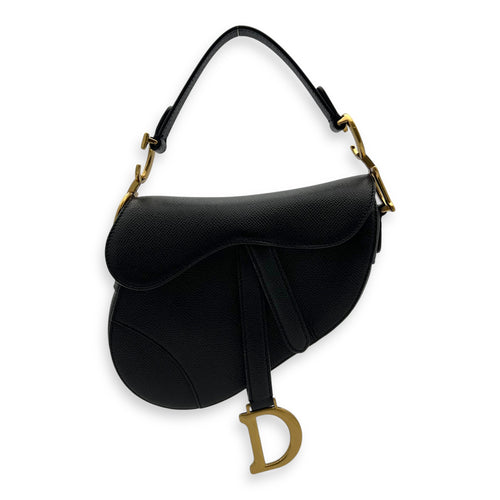 Christian Dior Saddle Mini Black Top Handle Bag in Calfskin, Gold hardware_1