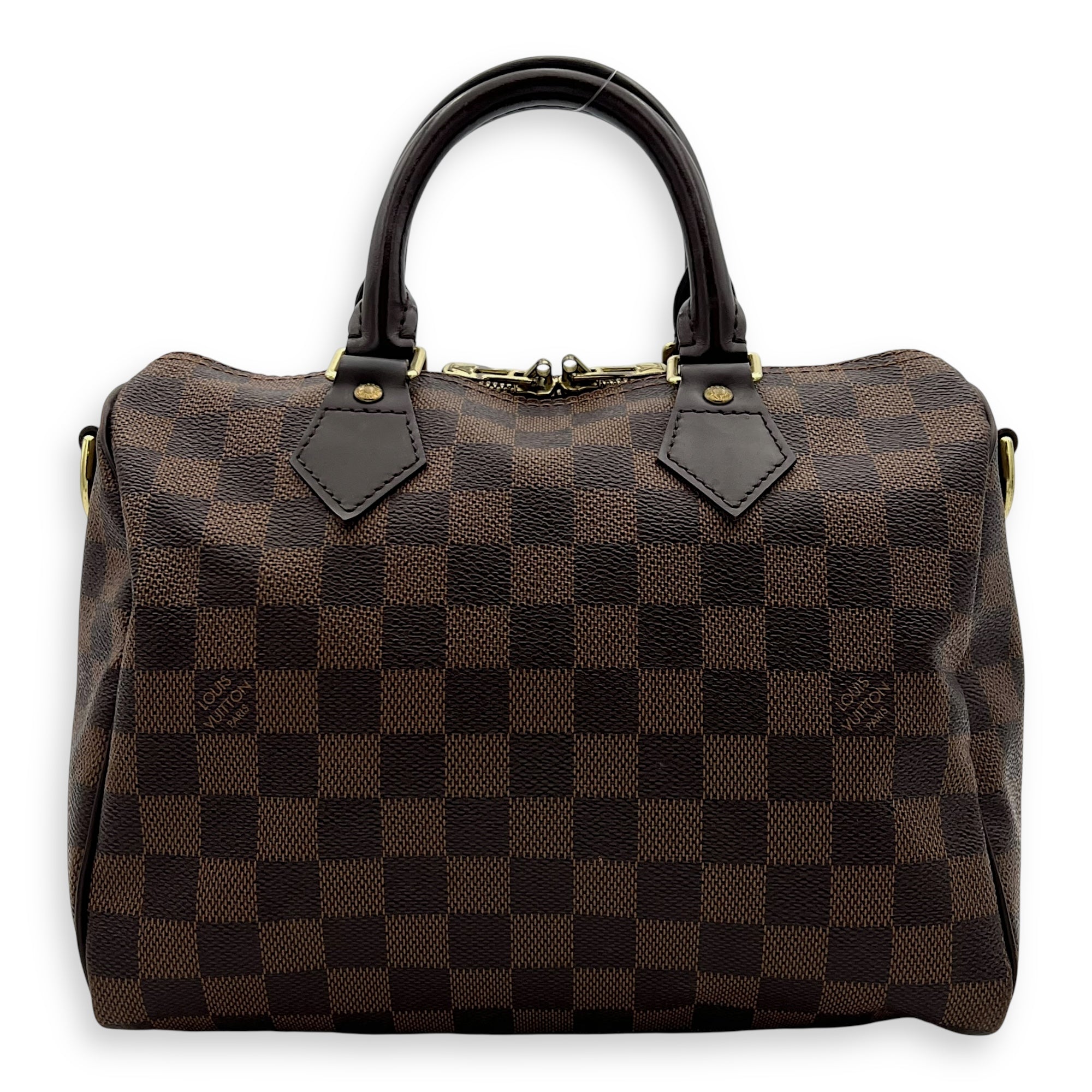 Louis Vuitton Speedy Bandouliere Top Handle Bag 25 Brown in Coated Canvas, Gold hardware_1