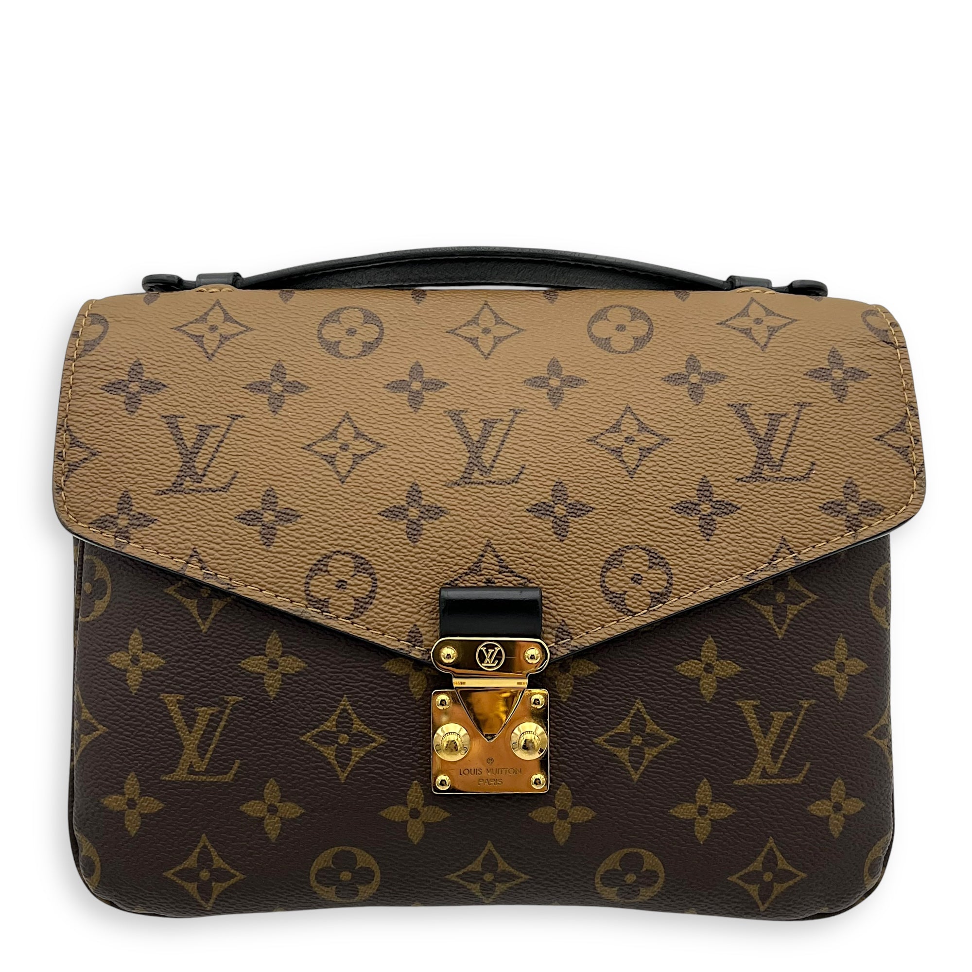 Louis Vuitton Metis Brown Top Handle Bag in Reverse Monogram Coated Canvas, Gold hardware_1