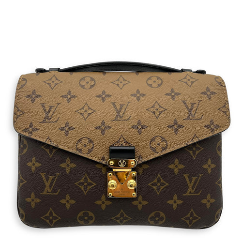 Louis Vuitton Metis Brown Top Handle Bag in Reverse Monogram Coated Canvas, Gold hardware_1
