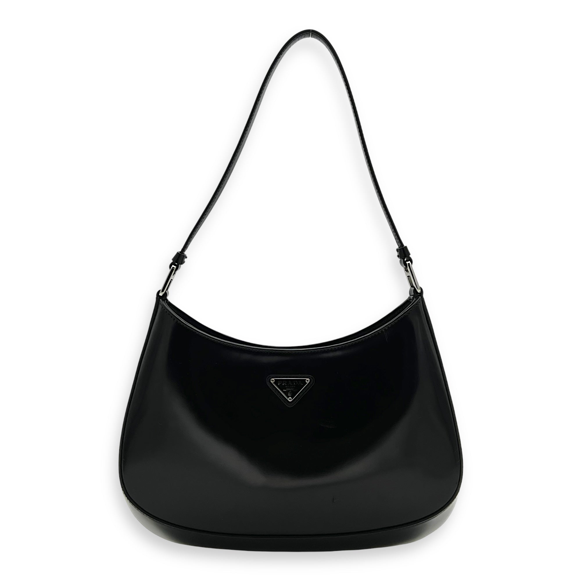 Prada Cleo Shoulder Bag Black in Calfskin, Gold hardware_2
