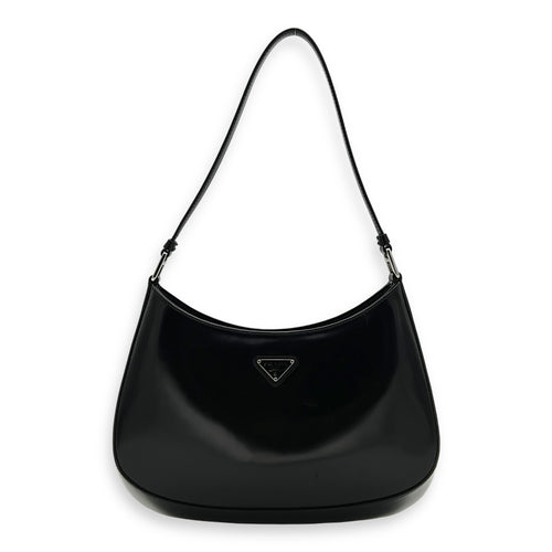 Prada Cleo Shoulder Bag Black in Calfskin, Gold hardware_2
