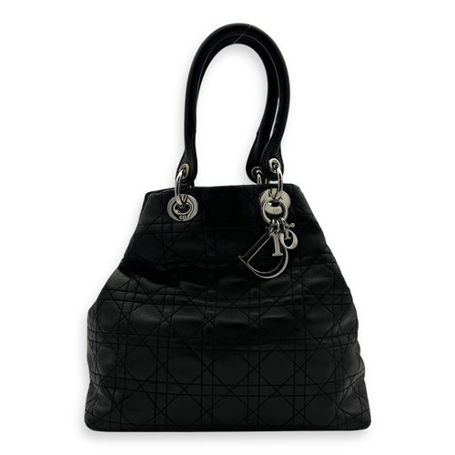Christian Dior Soft Cannage Black Top Handle Bag in Calfskin, Silver hardware_1