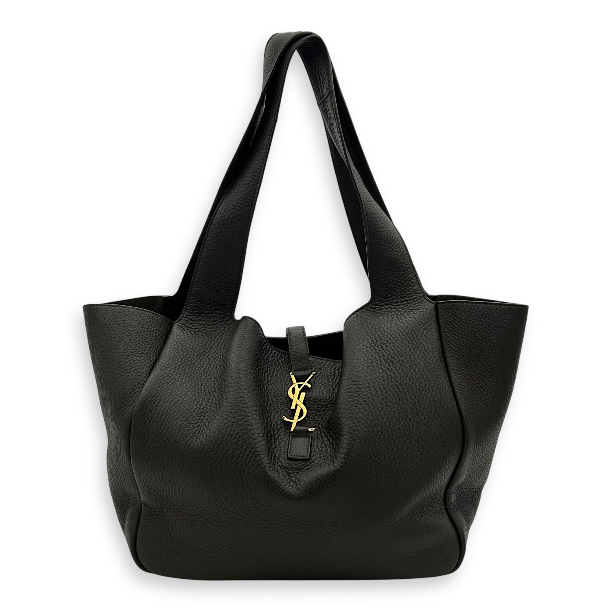 Saint Laurent LE 5 À 7 BEA Tote Bag Green in Calfskin, Silver hardware_1