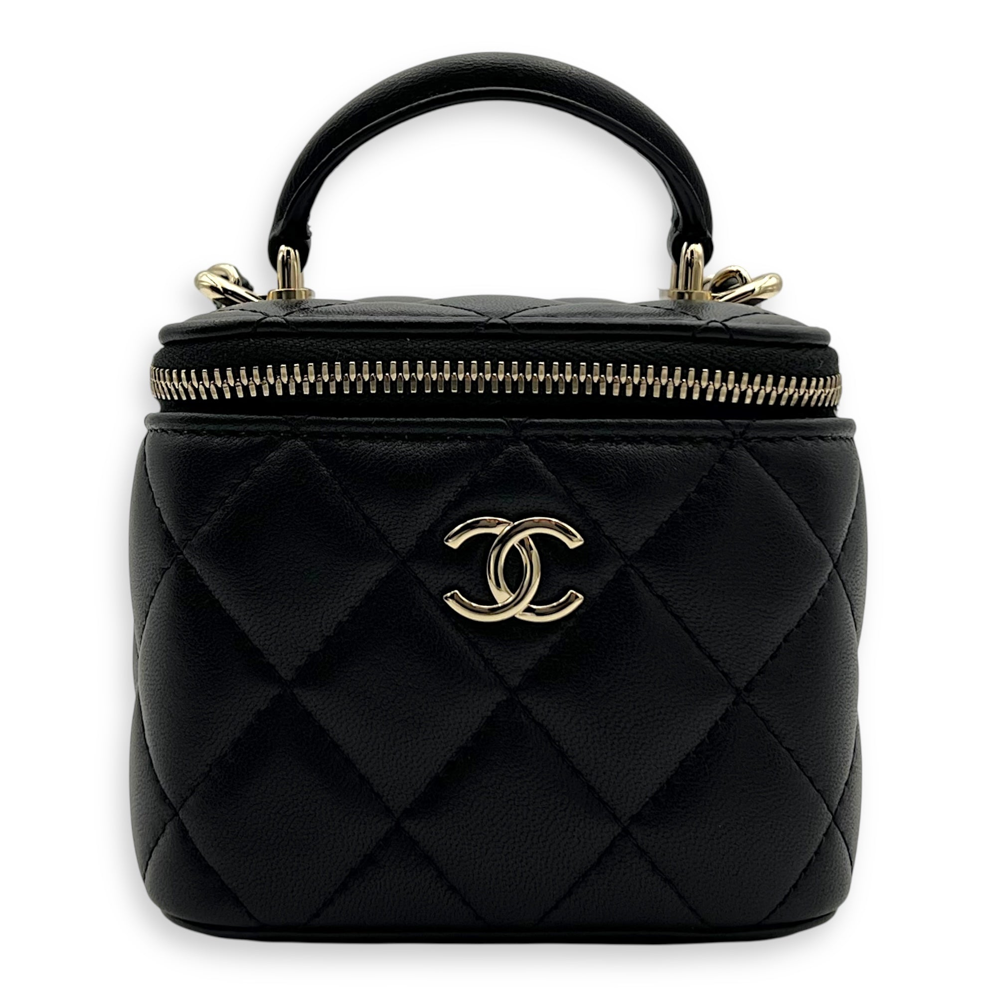 Chanel Vanity Crossbody Bag Black in Lambskin, Gold hardware_1