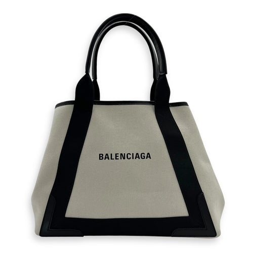 Balenciaga Cabas Tote Bag Medium White in Canvas, Silver hardware_1