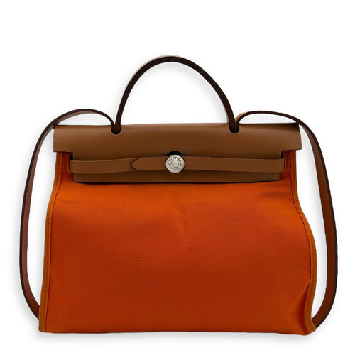 Hermès Herbag 31 Orange Top Handle Bag in Canvas, Silver hardware_1