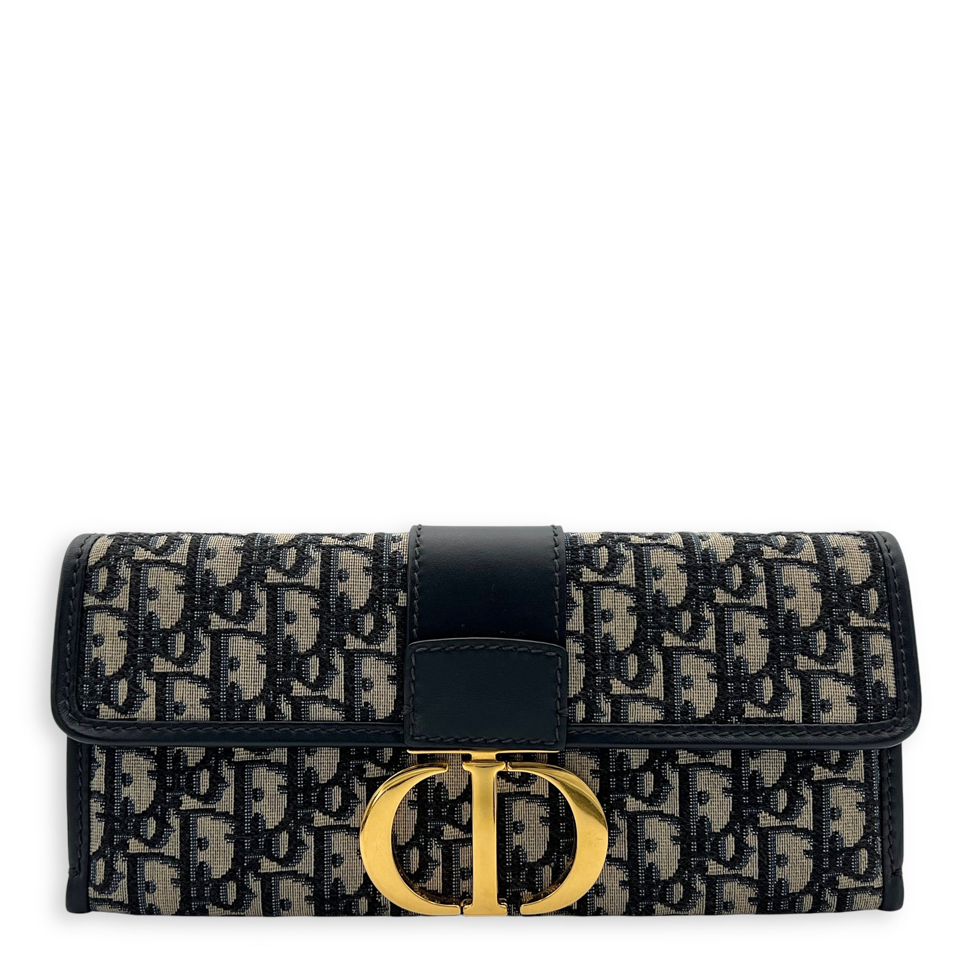 Christian Dior Montaigne Crossbody Bag Medium Blue in Canvas, Gold hardware_1
