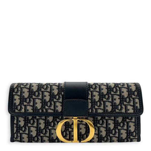 Christian Dior Montaigne Crossbody Bag Medium Blue in Canvas, Gold hardware_1