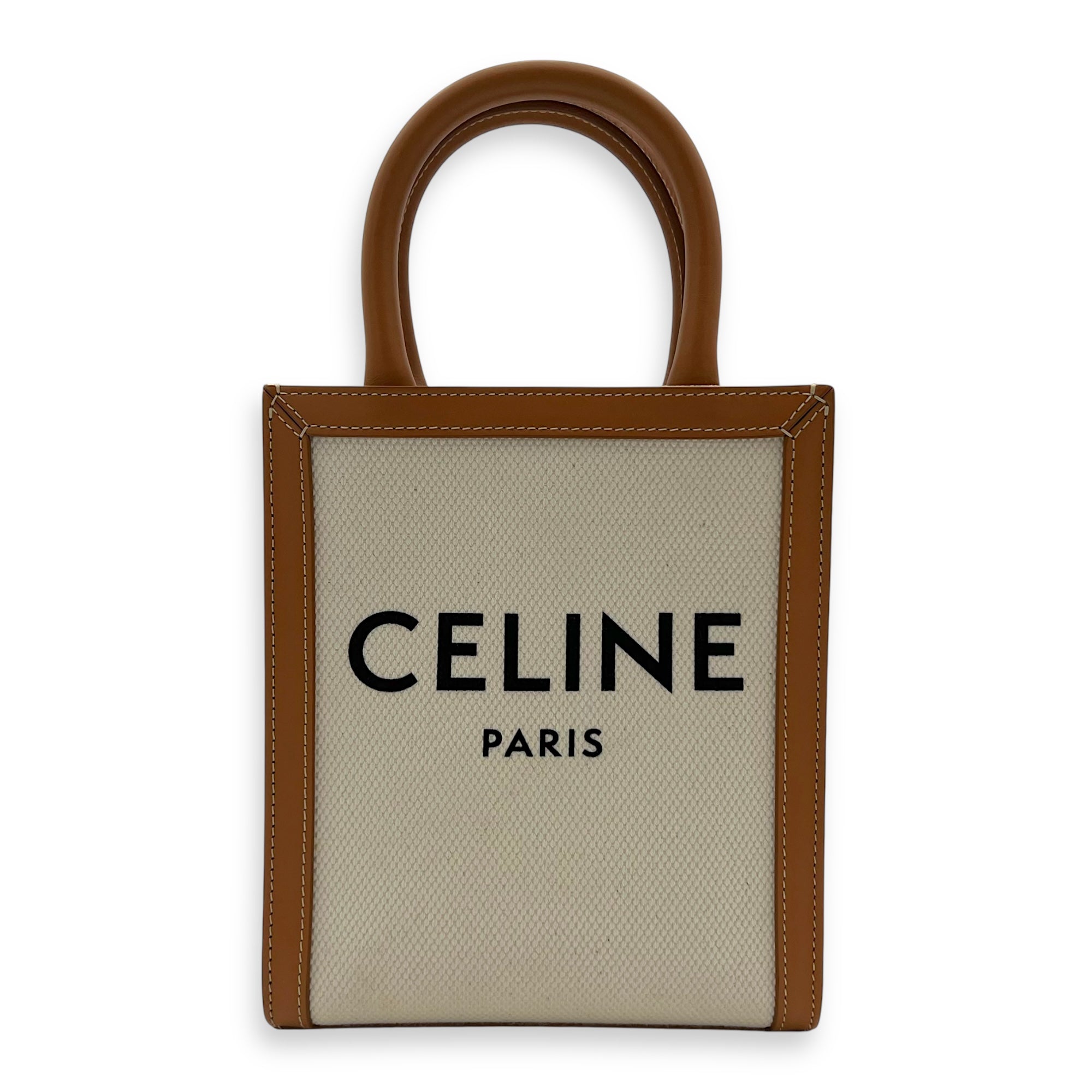 Celine Cabas Top Handle Bag Small Beige in Canvas, Gold hardware_1