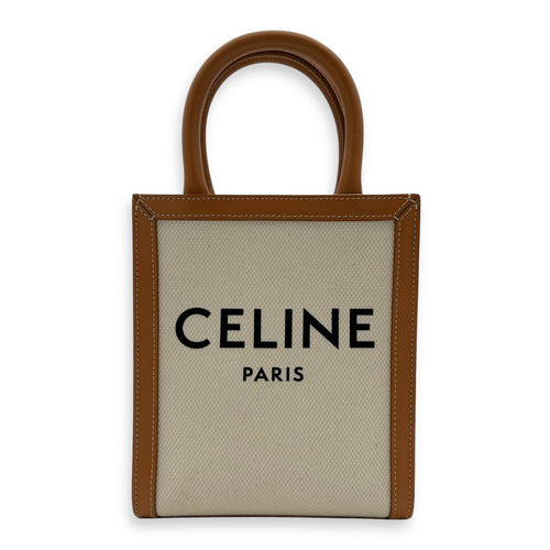 Celine Cabas Top Handle Bag Small Beige in Canvas, Gold hardware_1