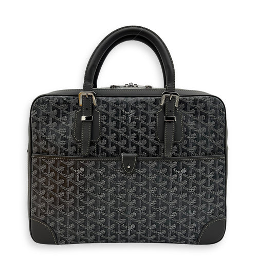 Goyard Ambassade Briefcase Grey in Coated Canvas, Silver hardware_1