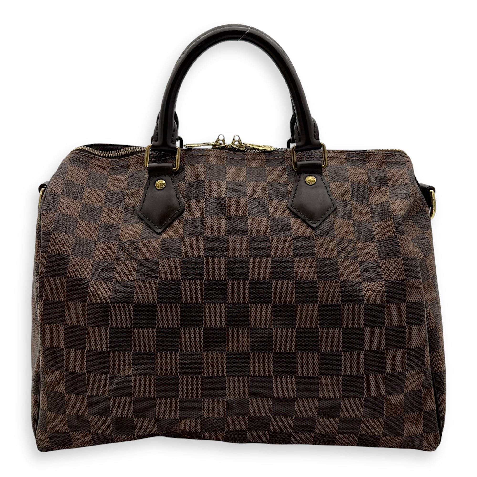 Louis Vuitton Speedy Bandouliere Top Handle Bag 30 Brown in Coated Canvas, Gold hardware_1