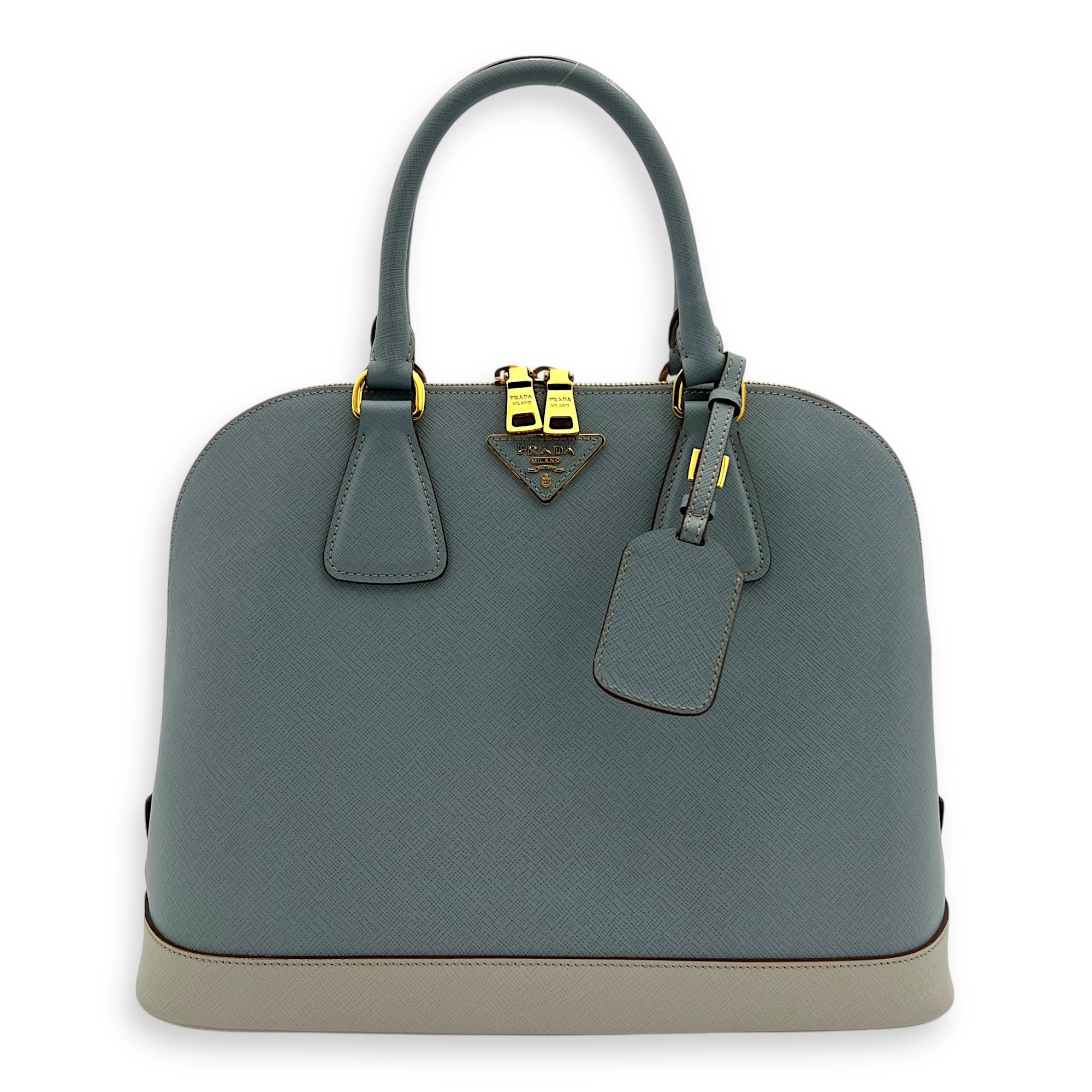 Prada Others Top Handle Bag Blue in Saffiano Leather, Gold hardware_1