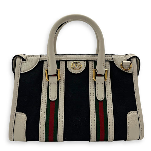 Gucci Sherry Top Handle Bag Mini White in Calfskin and jacquard, Gold hardware_1