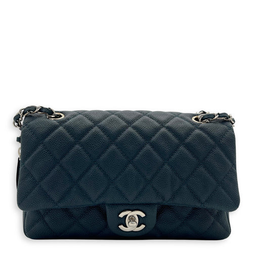 Chanel CC Shoulder Bag Blue in Caviar Leather, Silver hardware_1