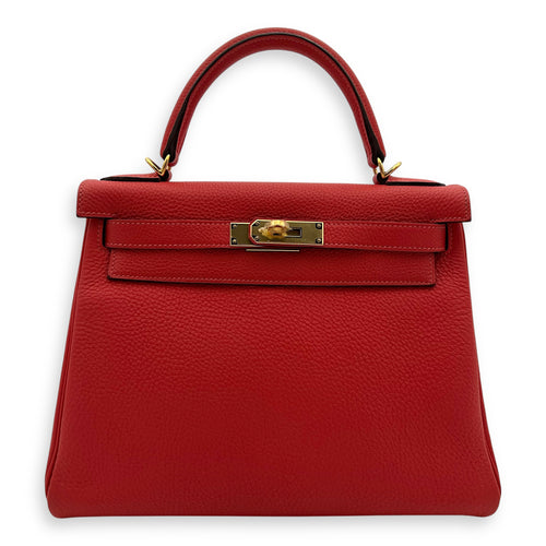 Hermès Kelly Rouge Pivoine in Togo, Gold hardware_1