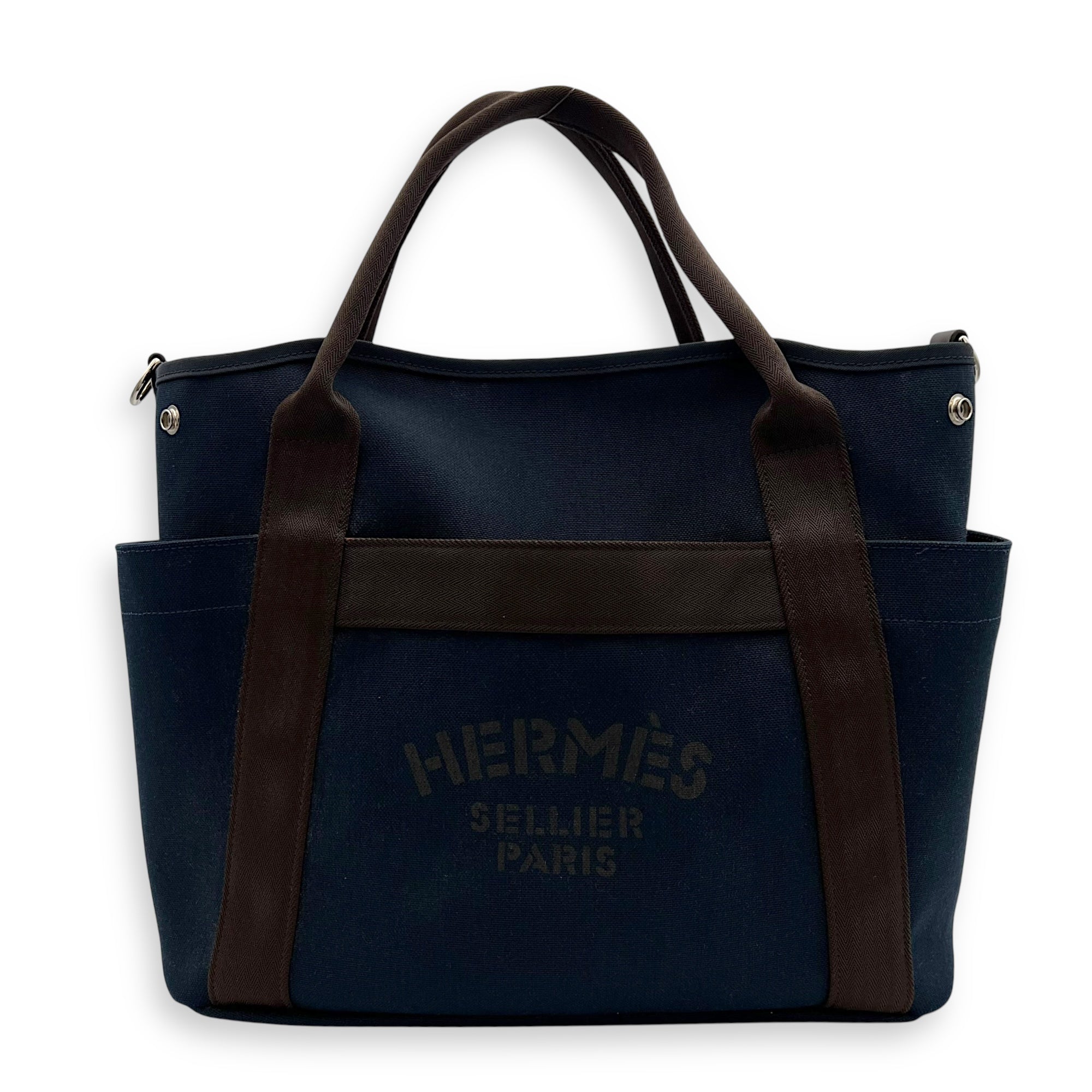 Hermès Sac de Pansage Blue in Canvas, Silver hardware_1