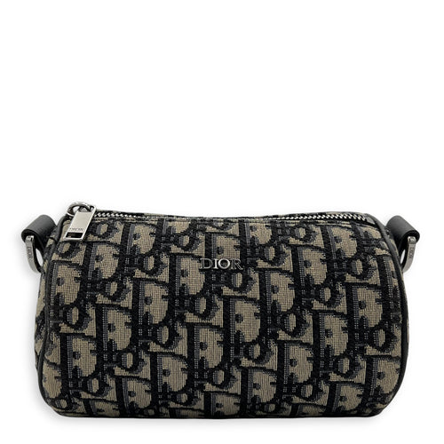 Christian Dior Roller Crossbody Bag Blue in Jacquard, Silver hardware_1