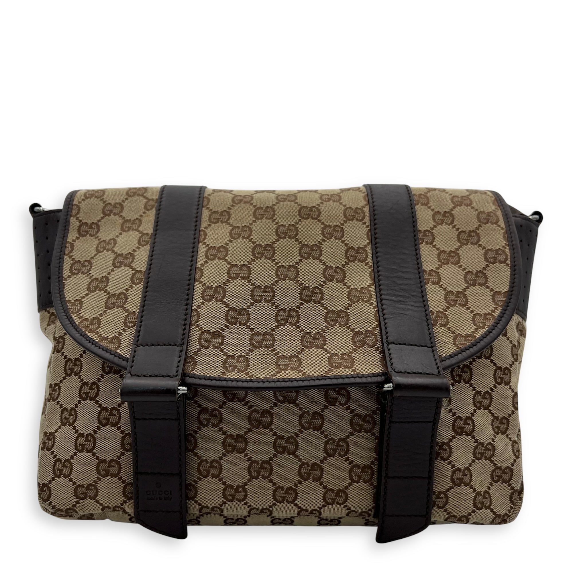Gucci GG Messenger Brown in Jacquard, Silver hardware_1