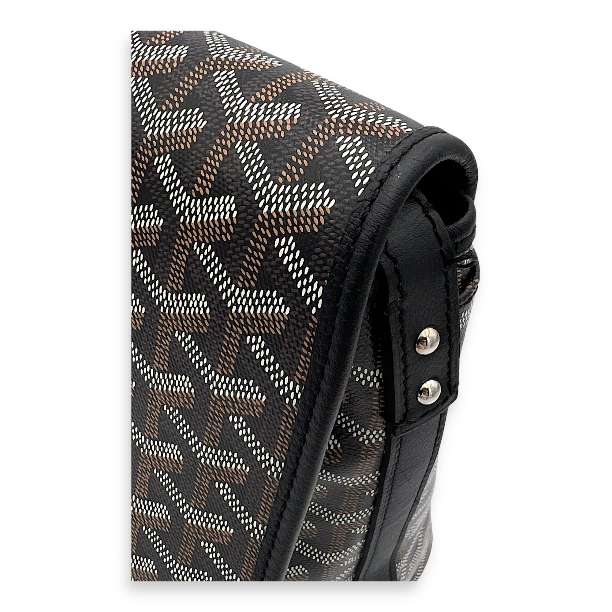 Goyard Capetien Messenger MM Black in Coated Canvas, Silver hardware_10