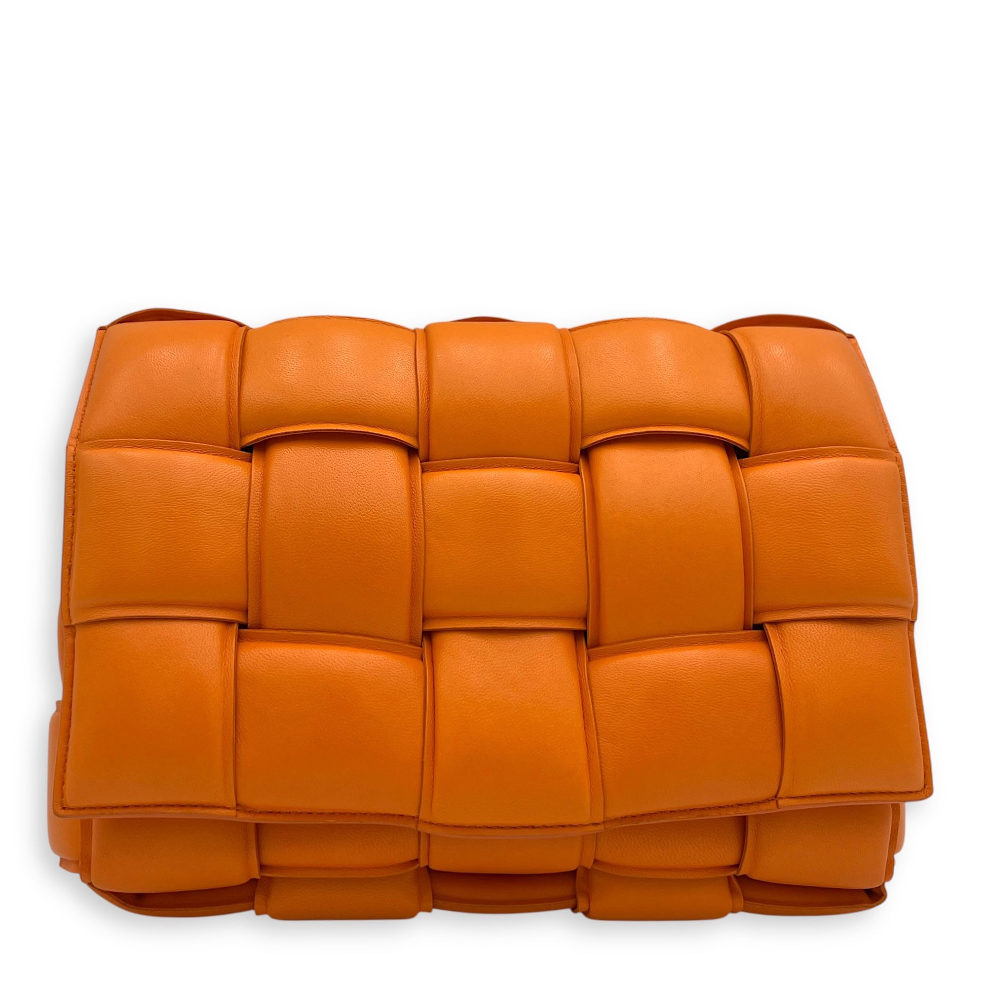 Bottega Veneta Cassette Shoulder Bag Orange in Lambskin, Gold hardware_1