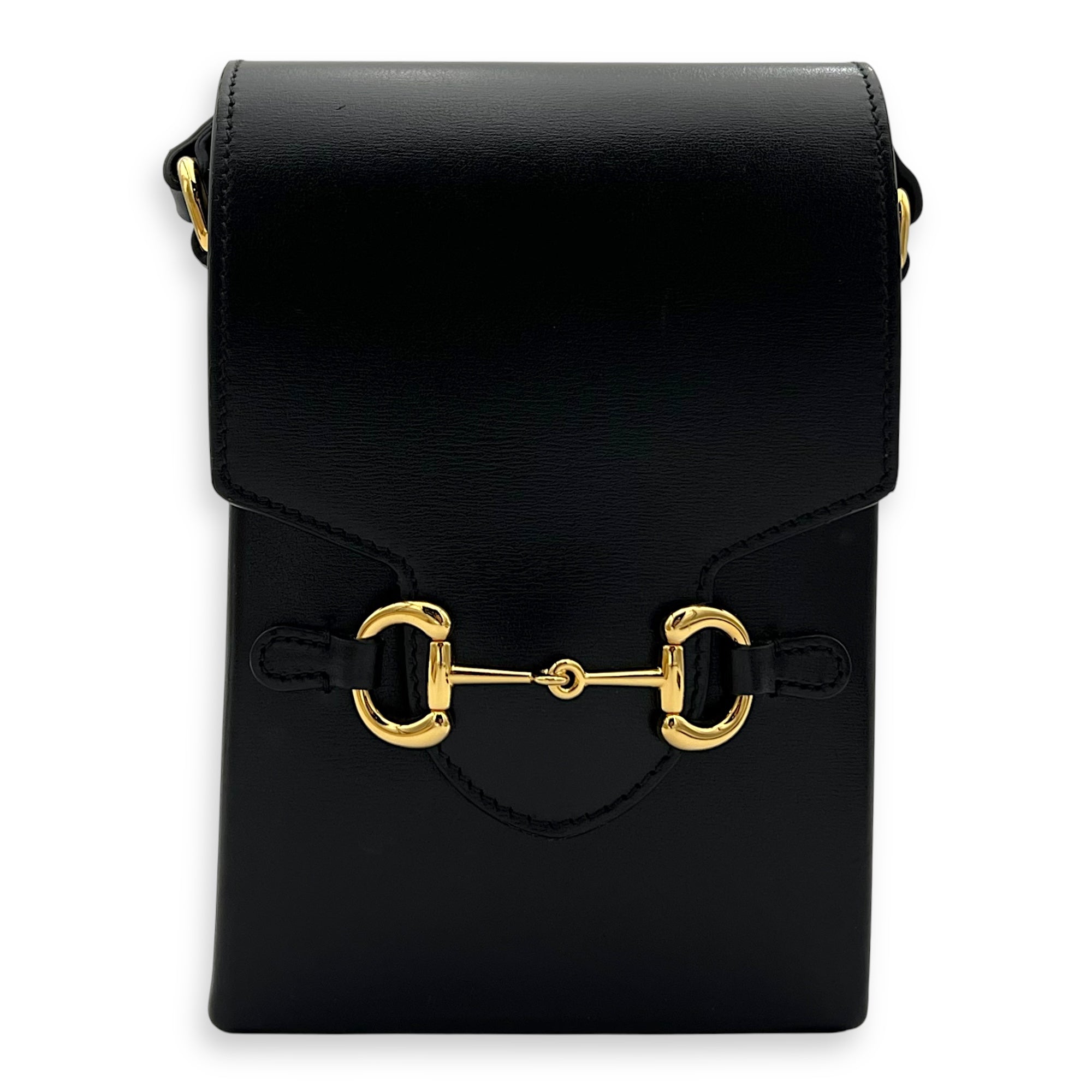 Gucci Horsebit 1955 Crossbody Bag Black in Calfskin, Gold hardware_1