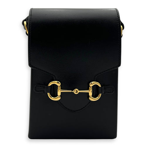 Gucci Horsebit 1955 Crossbody Bag Black in Calfskin, Gold hardware_1