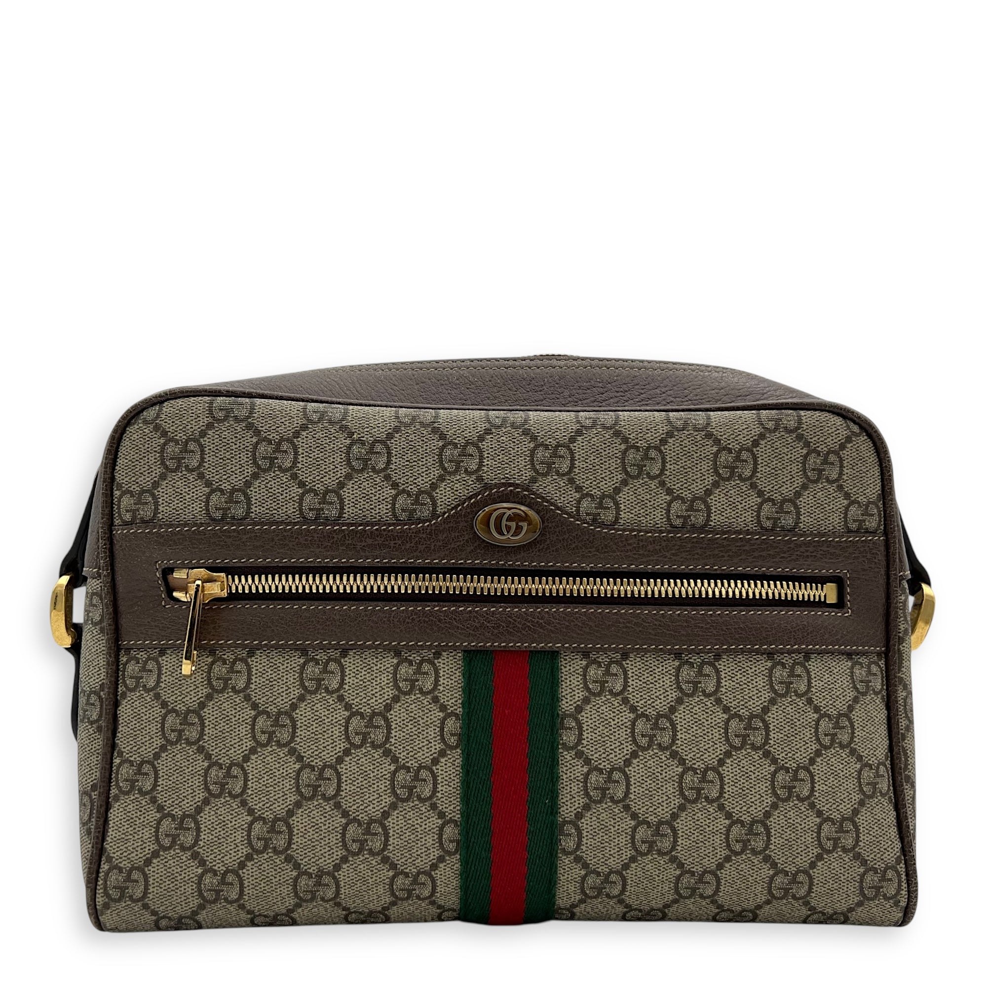 Gucci Ophidia Crossbody Bag Brown in Coated Canvas, Gold hardware_1