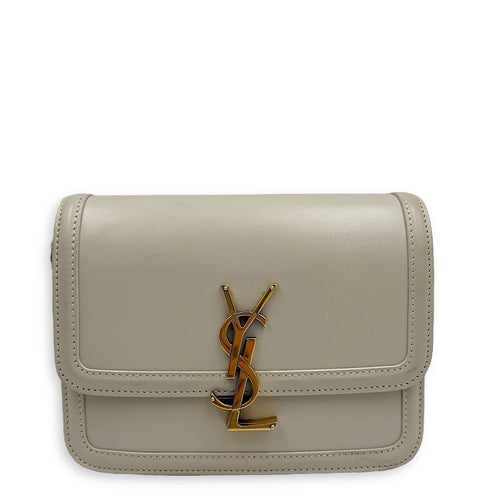 Saint Laurent Solferino Shoulder Bag White in Calfskin, Gold hardware_1