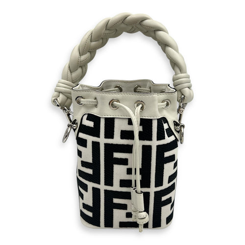 Fendi Mon Tresor White Bucket Bag in Canvas, Silver hardware_1