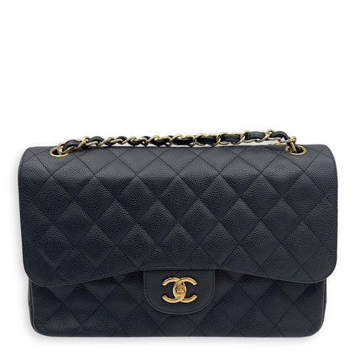 Chanel Classic Shoulder Bag Jumbo Black in Caviar Leather, Silver hardware_1