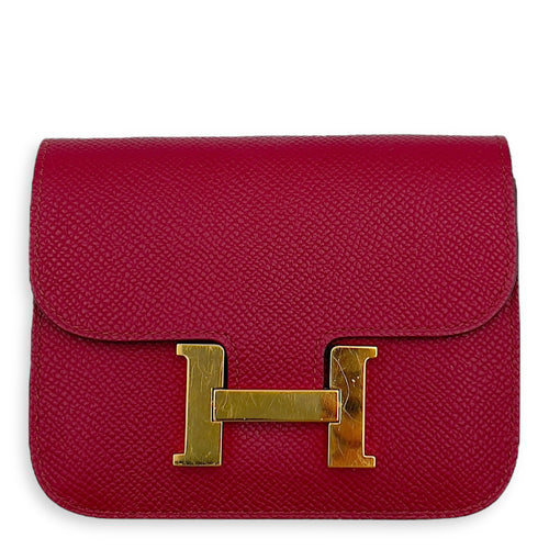 Hermès Constance Slim Red Wallet in Calfskin, Gold hardware_1