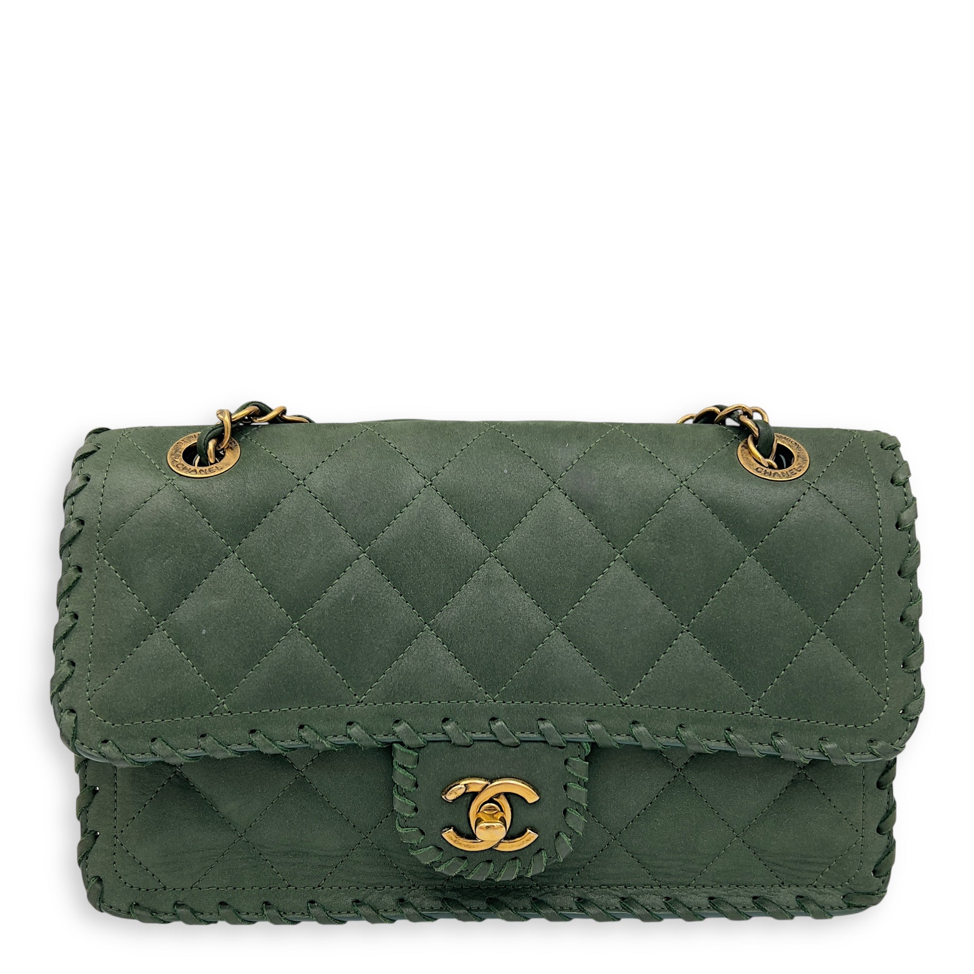 Chanel Happy Stitch Green Shoulder Bag in Calfskin, Gold hardware_1
