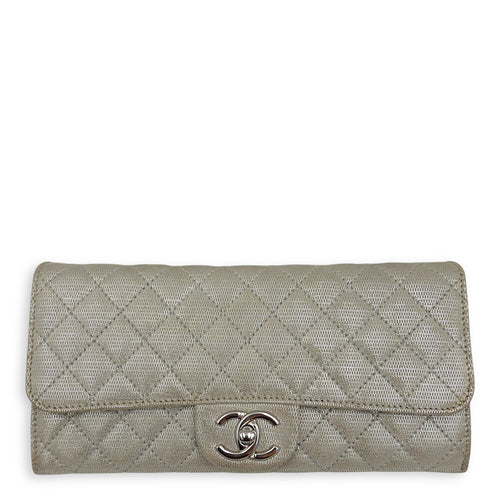 Chanel CC Silver Wallet On Chain in Jersey, Silver hardware_1