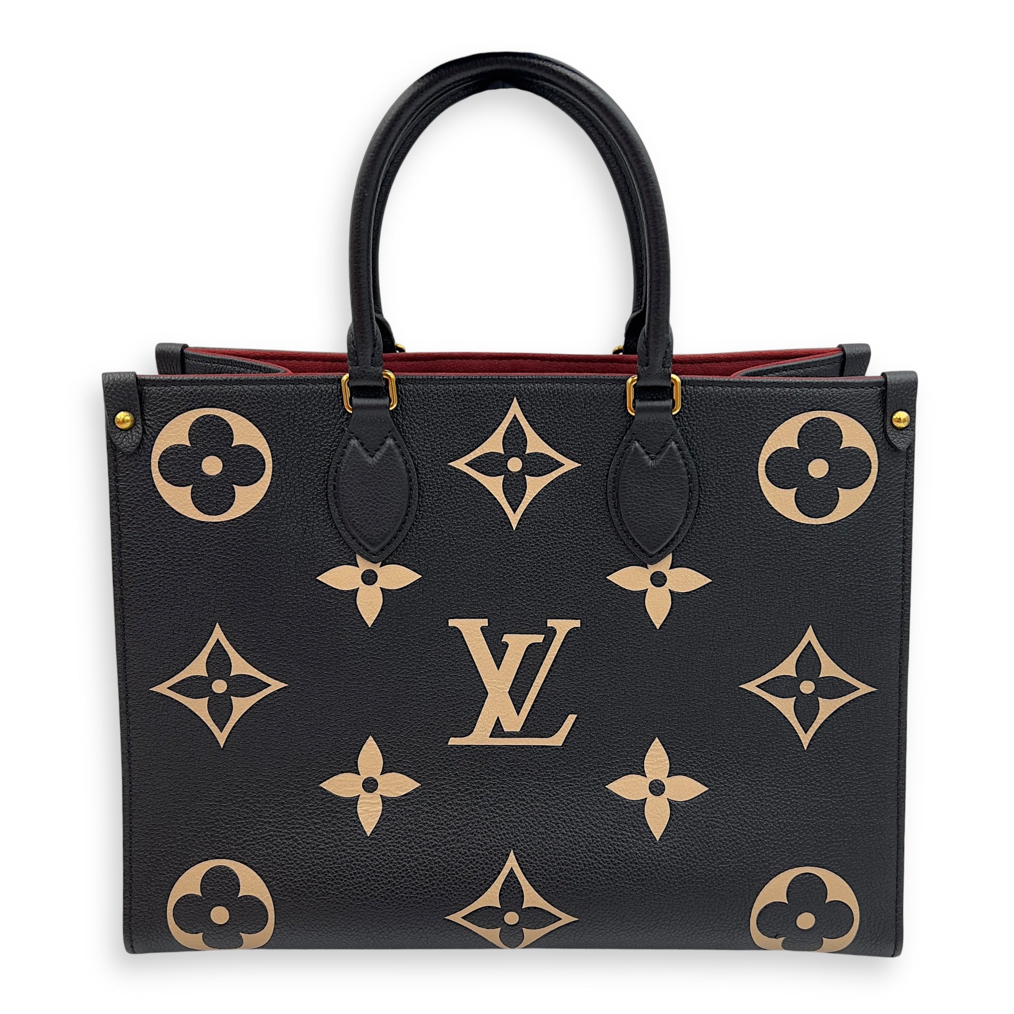 Louis Vuitton OnTheGo MM Black Top Handle Bag in Empreinte Leather, Gold hardware_1