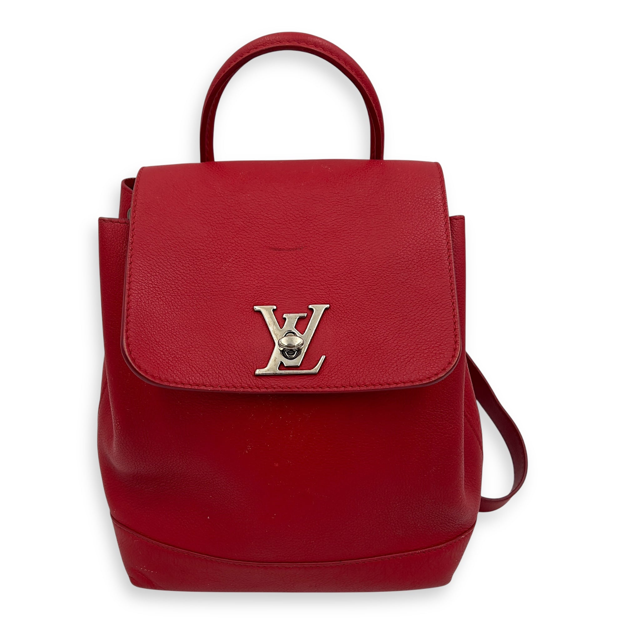 Louis Vuitton Lock Me Backpack Red in Taurillon Leather, Silver hardware_1
