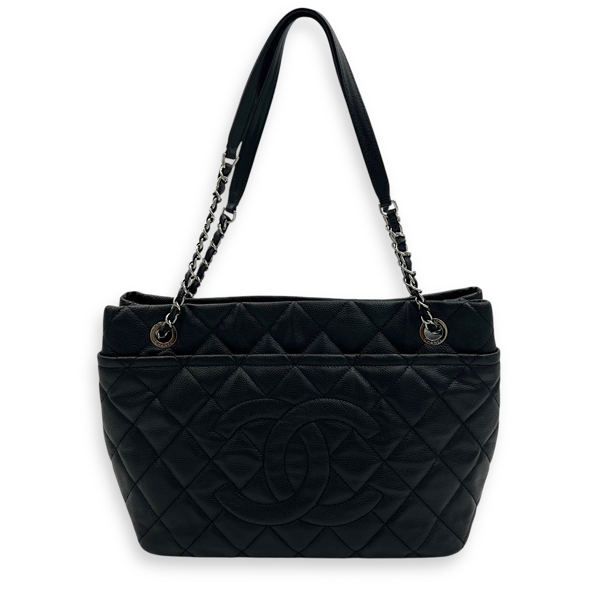 Chanel CC Tote Bag Black in Caviar Leather, Silver hardware_1