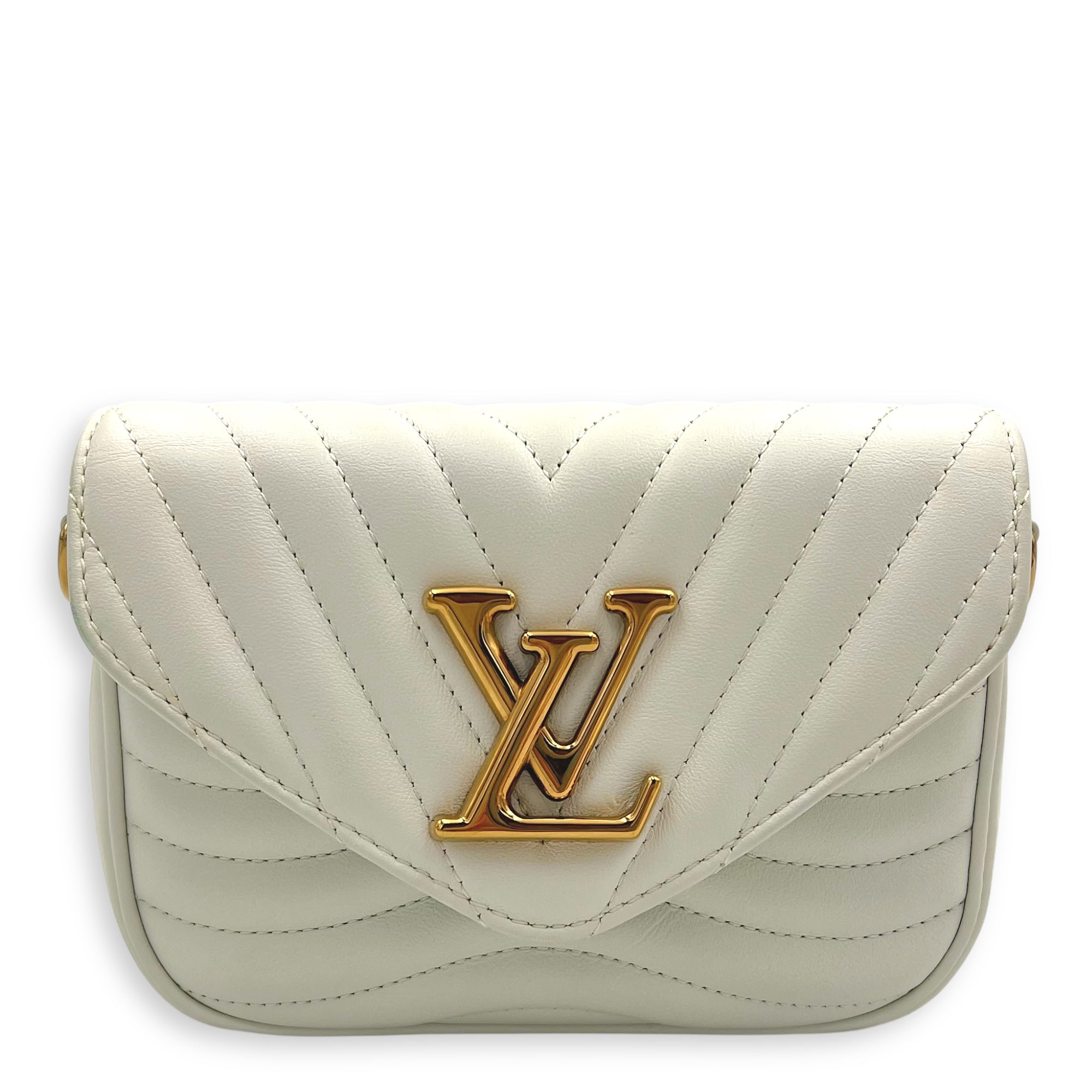 Louis Vuitton New Wave Crossbody Bag White in Calfskin, Gold hardware_1