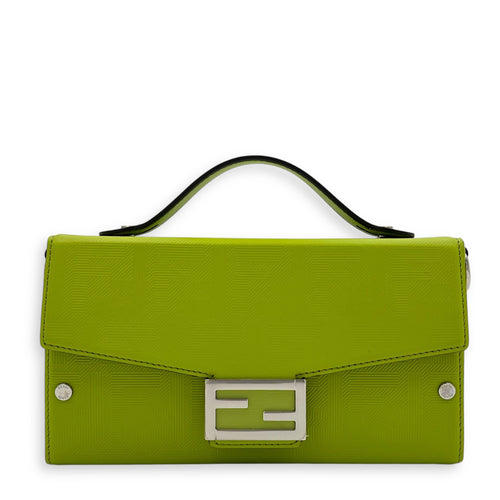 Fendi Baguette Crossbody Bag Yellow in Calfskin, Silver hardware_1