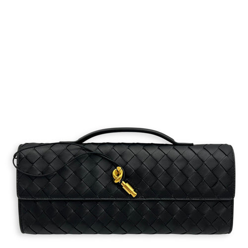 Bottega Veneta Andiamo Top Handle Bag Black in Lambskin, Gold hardware_1