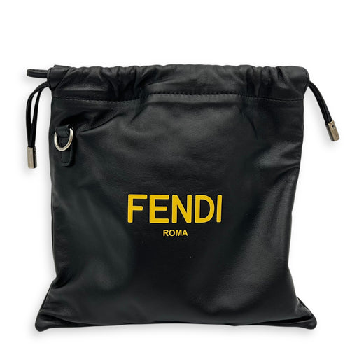 Fendi Logo Black Crossbody Bag in Calfskin, Silver hardware_1