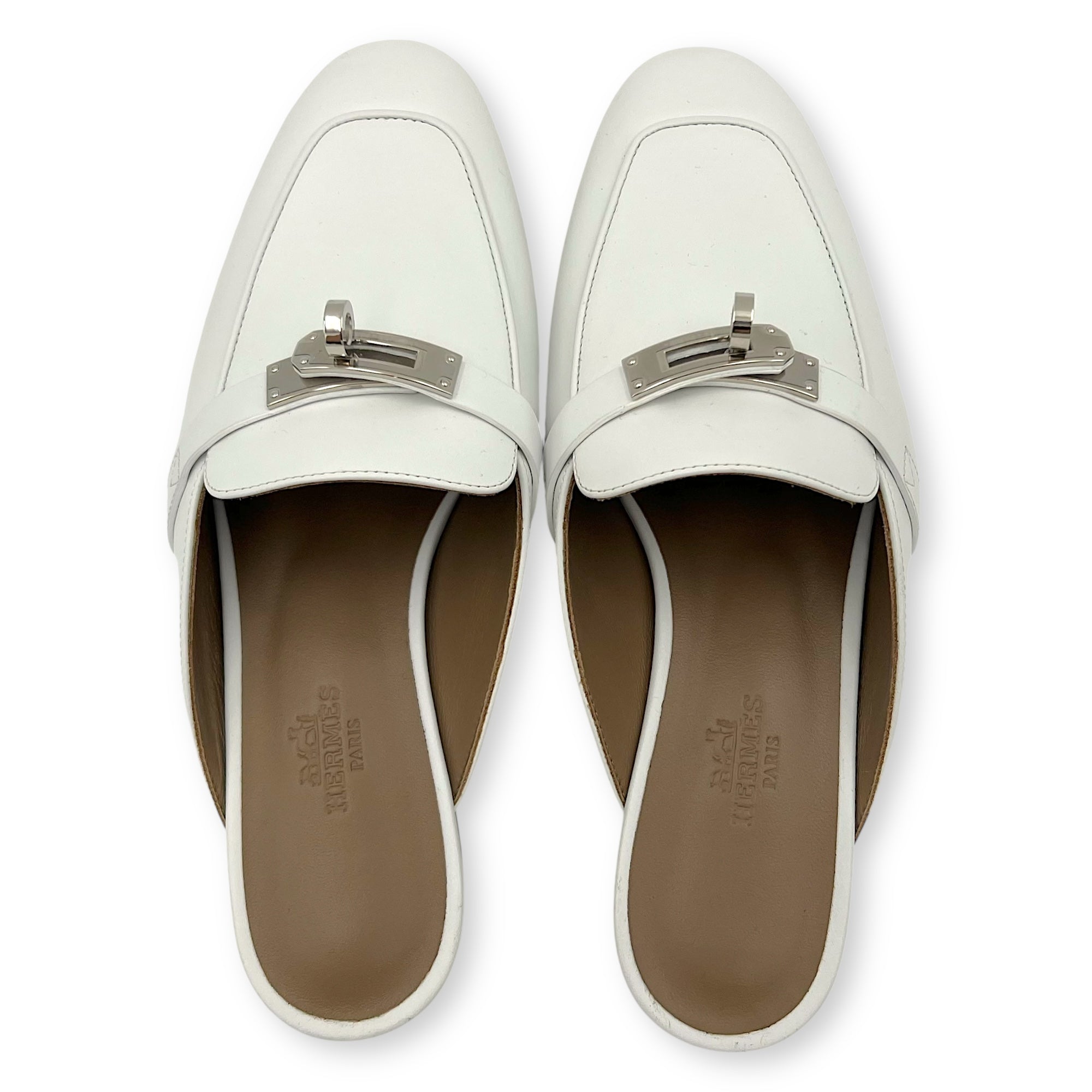 Hermès Oz Mule 36 White Shoes in, Palladium hardware_1