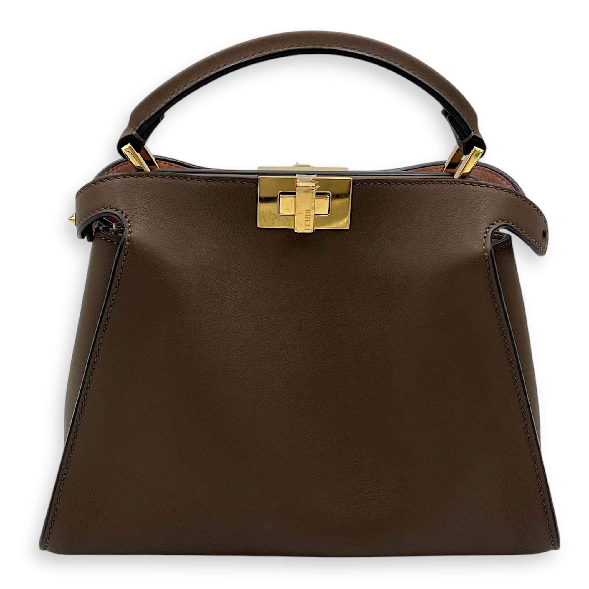 Fendi Peekaboo Top Handle Bag Essentially Beige in Calfskin, Gold hardware_1